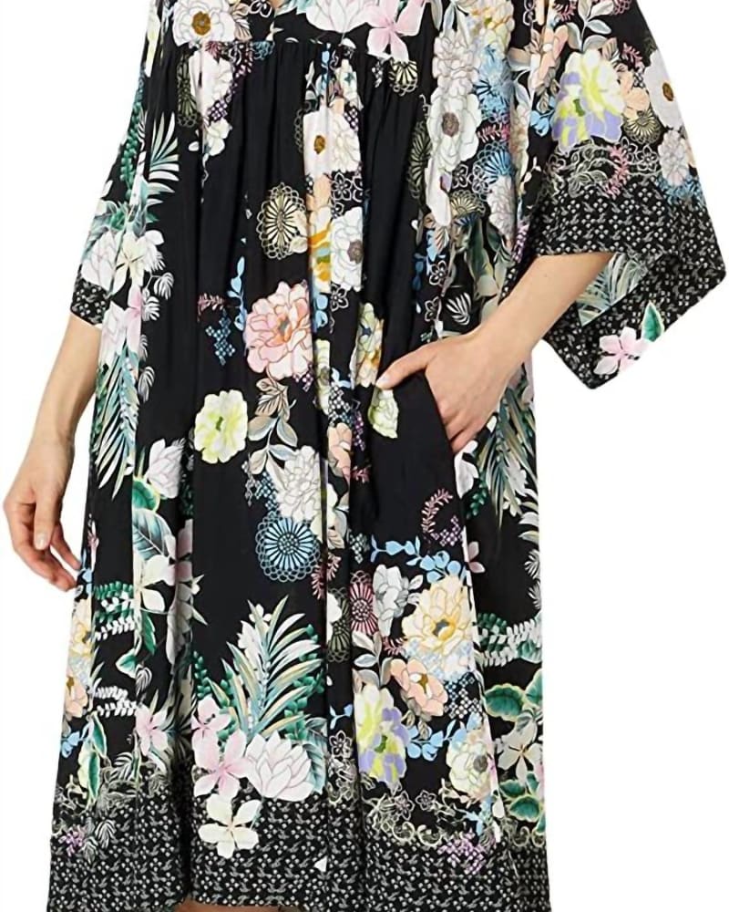 Front of a model wearing a size XL Mila Easy Cover-Up Dress in Multi in Multi by Johnny Was. | dia_product_style_image_id:336672